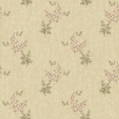 Rhapsody Floral Trail Wallpaper-VR3413 -golden beige- wisteria- lilac- grey/white- mossy green- amber