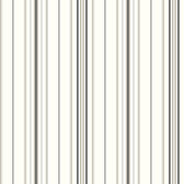 SA9109 - American Classics Wide Pinstripe Wallpaper in White, Black, Taupe, Charcoal-Grey