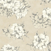 AB2125 - Ashford House Black & White Watercolor Floral Taupe Wallpaper