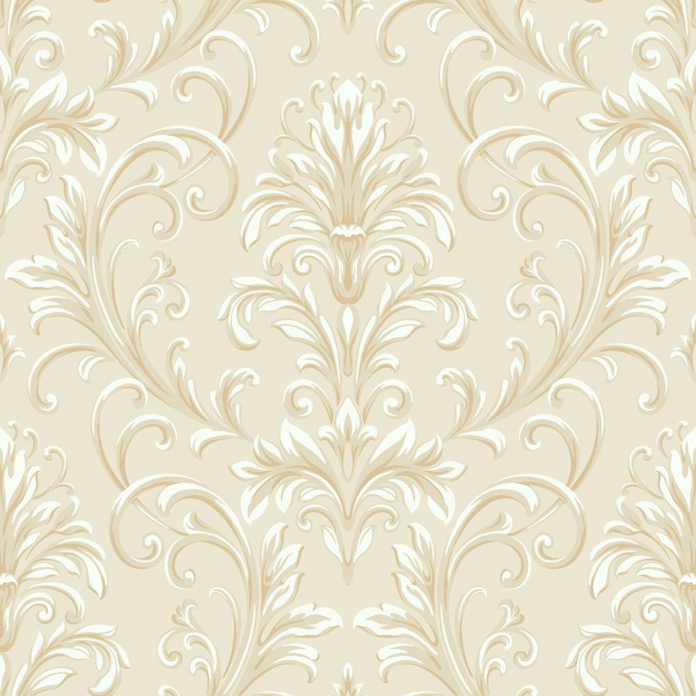 Texture Graystone Estate Feathered Damask HD6954 Linen-Cream Wallpaper -  