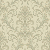 Texture Graystone Estate Feathered Damask HD6955 Sage-Cream Wallpaper