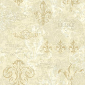 Kitchen & Bath Fleur Wallpaper KH7027 in Gold and Cream