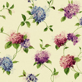 Kitchen & Bath Hydrangea Trail Wallpaper KH7072 in Cream, Pink and Blue
