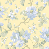 絵画 flk040113 Berkin Large Floral Vine Yellow-Sapphire Wallpaper AL13722