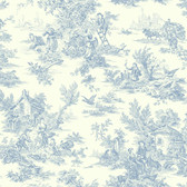 Ashford House Toiles Champagne Toile Blue-White AT4229 Wallpaper
