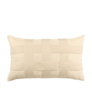 Basketweave Ivory Lumbar Accent Pillow