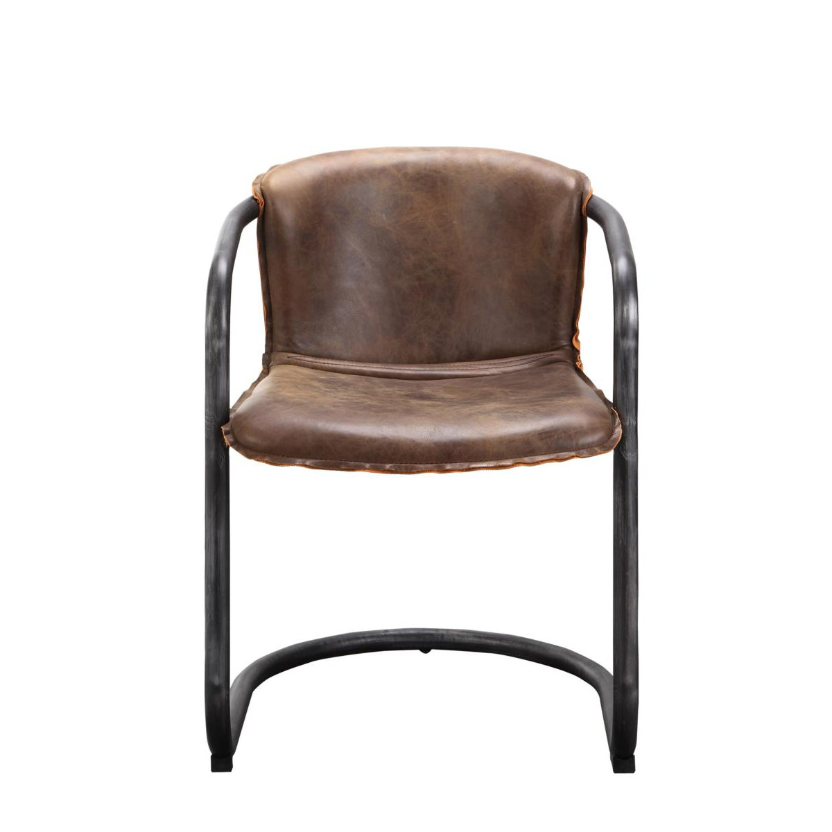 Top Grain Brown Leather Dining Chair | Curated Living