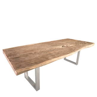 Chamcha Wood Dining Table with Stainless Steel Legs - 96"