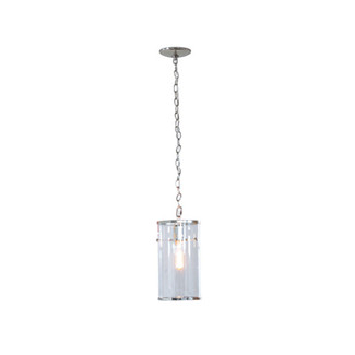 Clear Glass with Polished Nickel Edges and Chain Pendant
