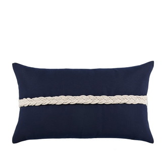 Navy Braided Lumbar Accent Pillow