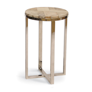 Petrified Wood and Stainless Steel Drink Table