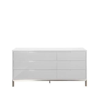 White Lacquered Six Drawer Dresser