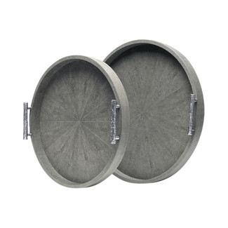 Doris Round Faux Shagreen Trays- Set of 2