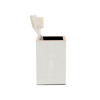 Ivory Faux Shagreen Brush holder