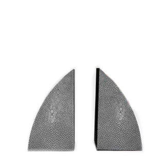 Worton Curved Faux Shagreen Bookends