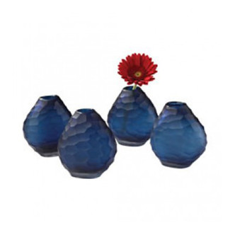 Cut Pebble Blue Vases- Set of 4