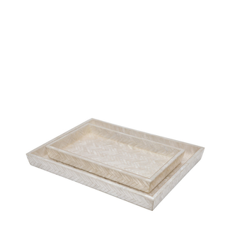 Pearlized Herringbone Capiz Tray Set