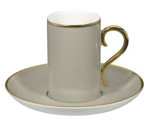 Rocco Grey and Gold Coffee Cup & Saucer