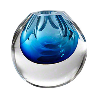 Pentagon Cut Cobalt Glass Vase