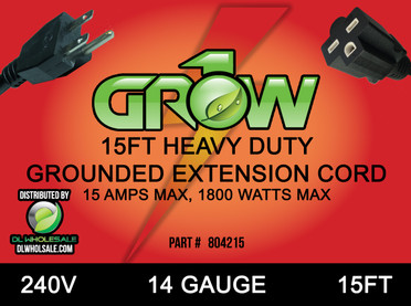 Grow1 240V Extension Cord 14 Gauge 15