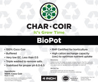 Char Coir Char Coir BioPot, 4 inch CHCBP4