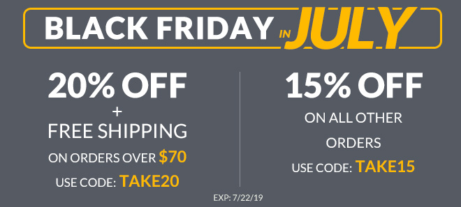 Black friday in July sale 20% off coupon Black friday in July sale 20% Off + free shipping offer