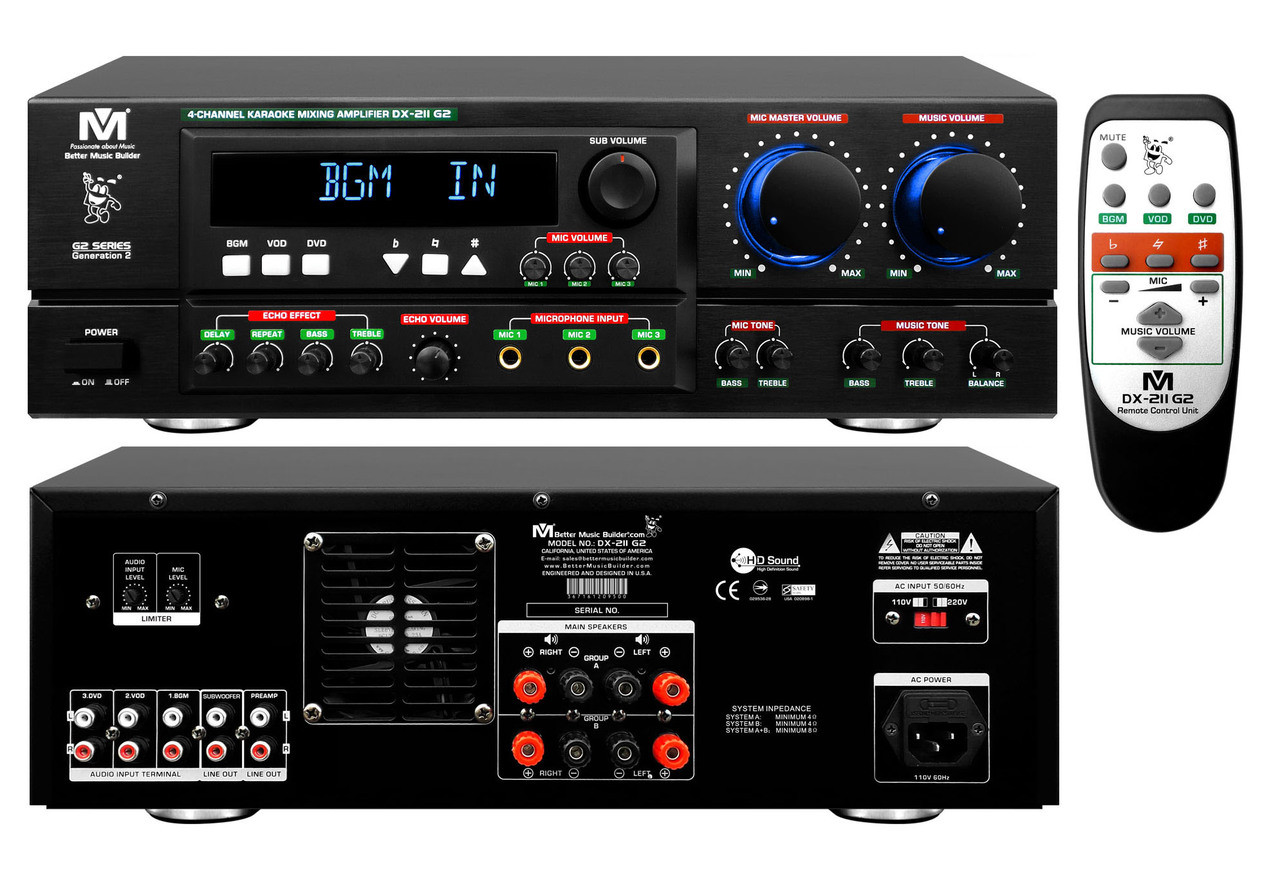 Better Music Builder Dx 211 G2 500w Pro Karaoke Digital Mixing Amplifier Lynns Corp