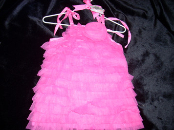 Hot Pink Chiffon Ruffle Dress