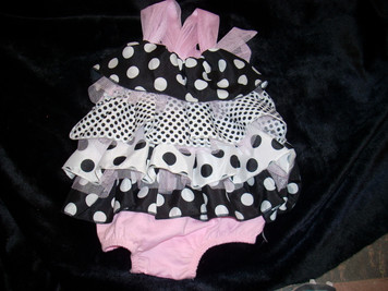 Polka Dot Pink & Black 1 piece 12-18 mo