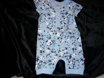 Splatter Paint Blue Henley 3 mo