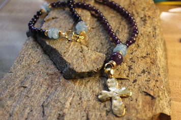 Grace Amethyst Necklace w/ gold cross