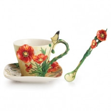 Franz Van Gogh Poppy Flower Cup/Saucer/Spoon Set