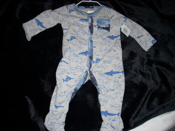 Shark Print Sleeper 0-3 mo