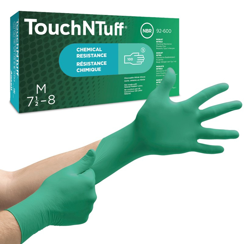 Ansell 92-600 S 6.5-7 Touch N Tuff Teal Nitrile Gloves Powder Free Case  1000 (10 x 100) - C2CSafety, INC
