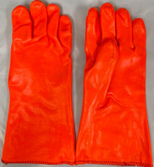 Liberty 2524 Orange Fluorescent PVC Gloves 14" Foam and Jersey lined Smooth Case 5 Dz