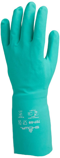 Showa 727 10(XL) Green Nitrile Gloves Unlined 15M/13" 1 Dozen
