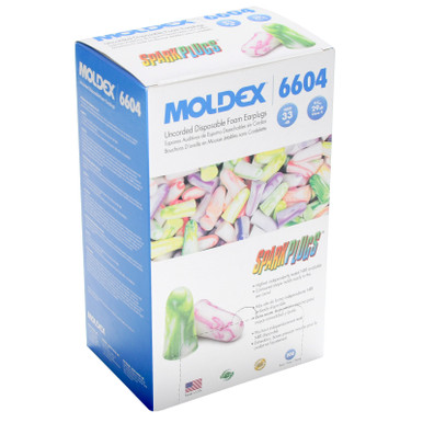 Moldex 6604 Sparkplugs Earplugs NRR 33 Uncorded Bx/200 Pairs