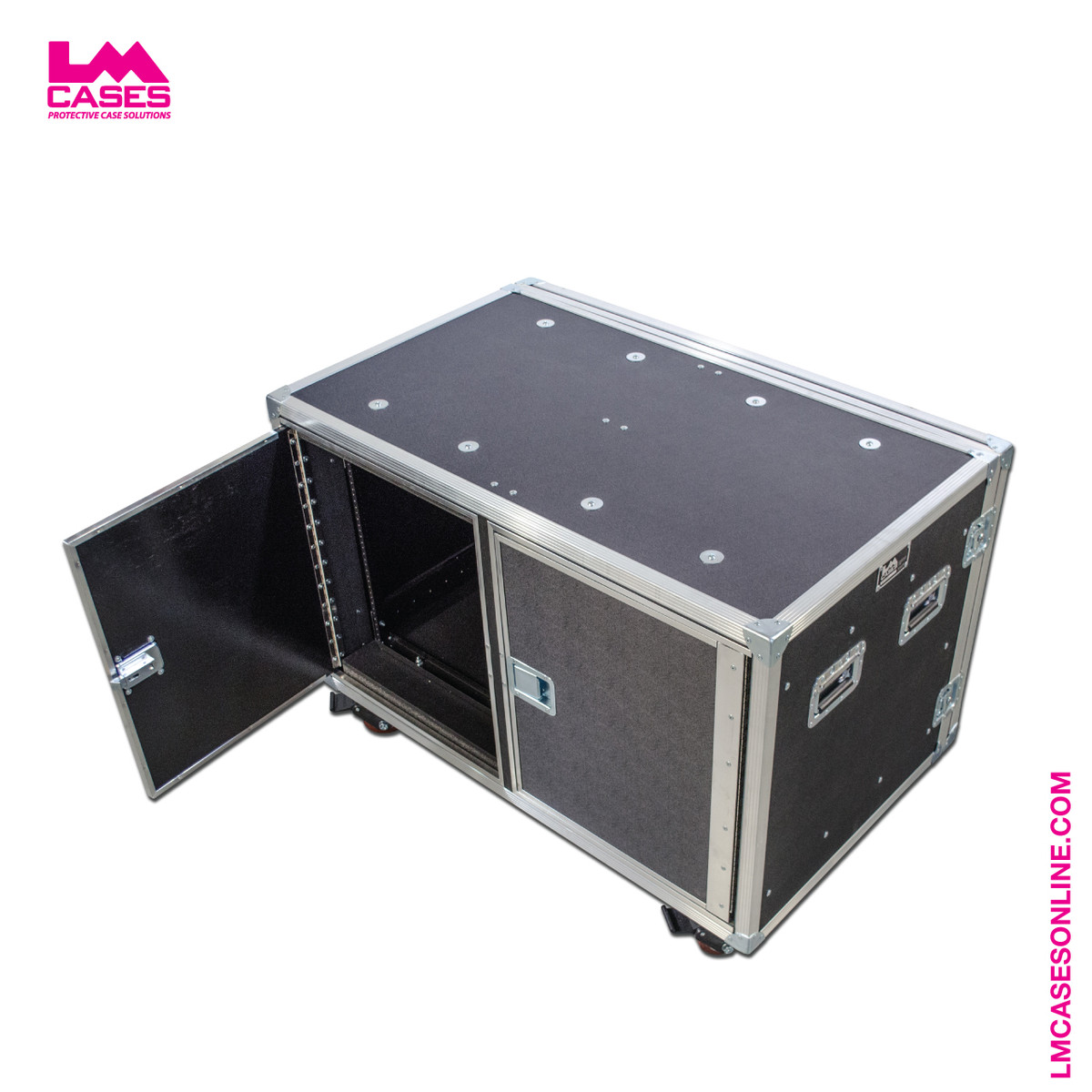 12 RU Double Wide Shock Mount Rack w/Pocket Doors - LM Cases