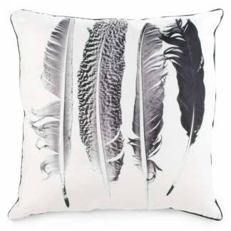 Black And White Feathers Throw Cushion Giftopolis
