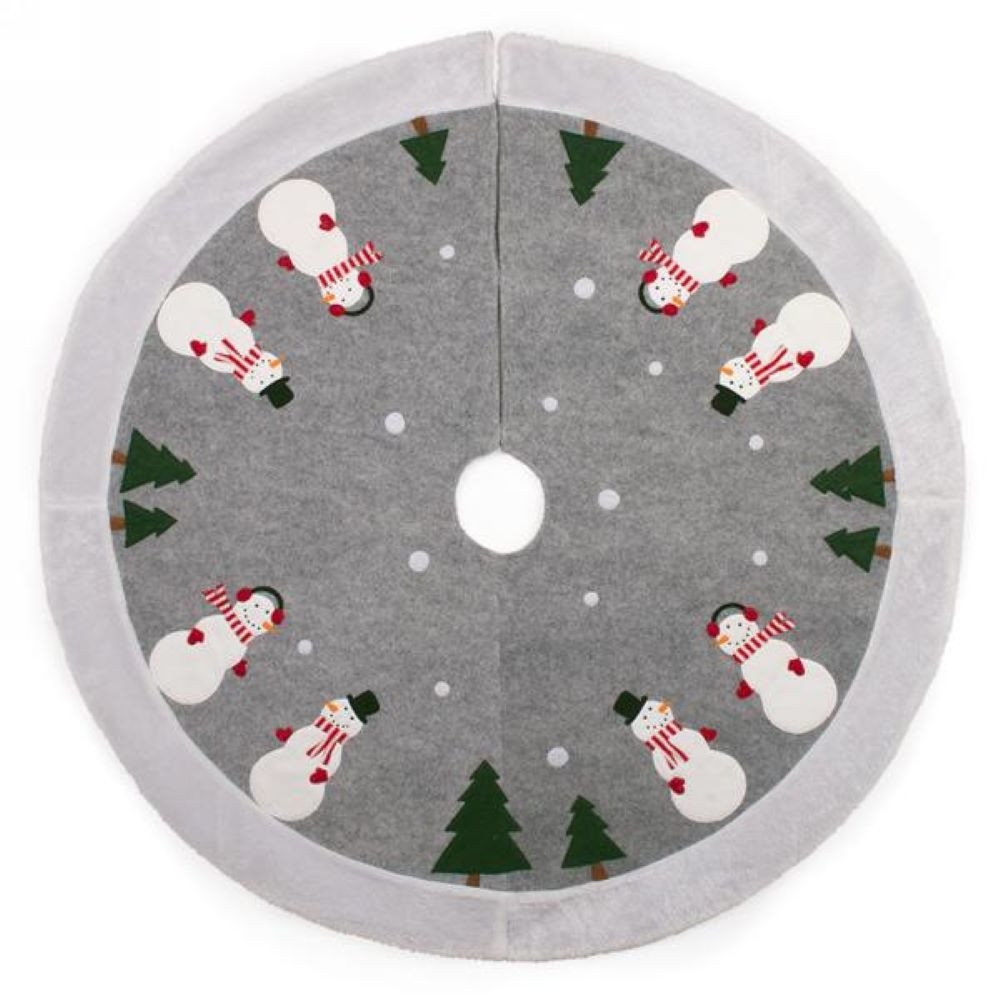 Canadian Online Warm Grey With Faux Fur Snowman Christmas Tree Skirt