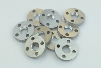 Aluminum circular end cap with 1/4-18 NPT threaded center hole