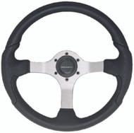Uflex NISIDABS Steering Wheel 13.8" Satin Finish w Black Grip 3 Spoke Boat 3/4"