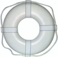 Jim-Buoy GW30 Life Ring White Buoy with Beckets 30" Diam USCG Boat Marine Pool