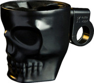 Kruzer Kaddy Cup Holder Skull Flat Black Handle Bar Mount 7/8-1-1.25" Motorcycle