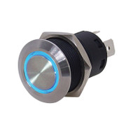 Marpac 7-1210 Push On  Stainless Steel Push Button Switche Blue LED Ring Boat