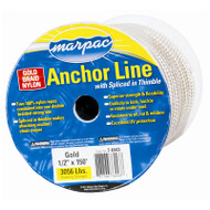 Marpac 7-6443 Braided Nylon Anchor Line 1/2inx150ft Gold Strength Flexibility Boat
