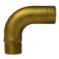 GROCO 1-1/2NPTx1-3/4"ID Bronze Full Flow 90deg Elbow Pipe-Hose Fitting FFC-1500