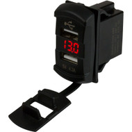 Sea-Dog Dual USB Rocker Switch Style Voltmeter w/Hidden Display 426527-1 Marine