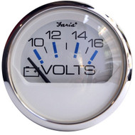 Faria Chesapeake White SS 2" Voltmeter (10-16 VDC) 13805 Boat Sailboat Marine