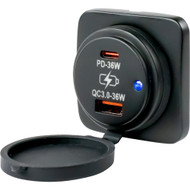 Sea-Dog USB A / USB C Square Surface Mount Power Socket 426531-1 Boat Marine